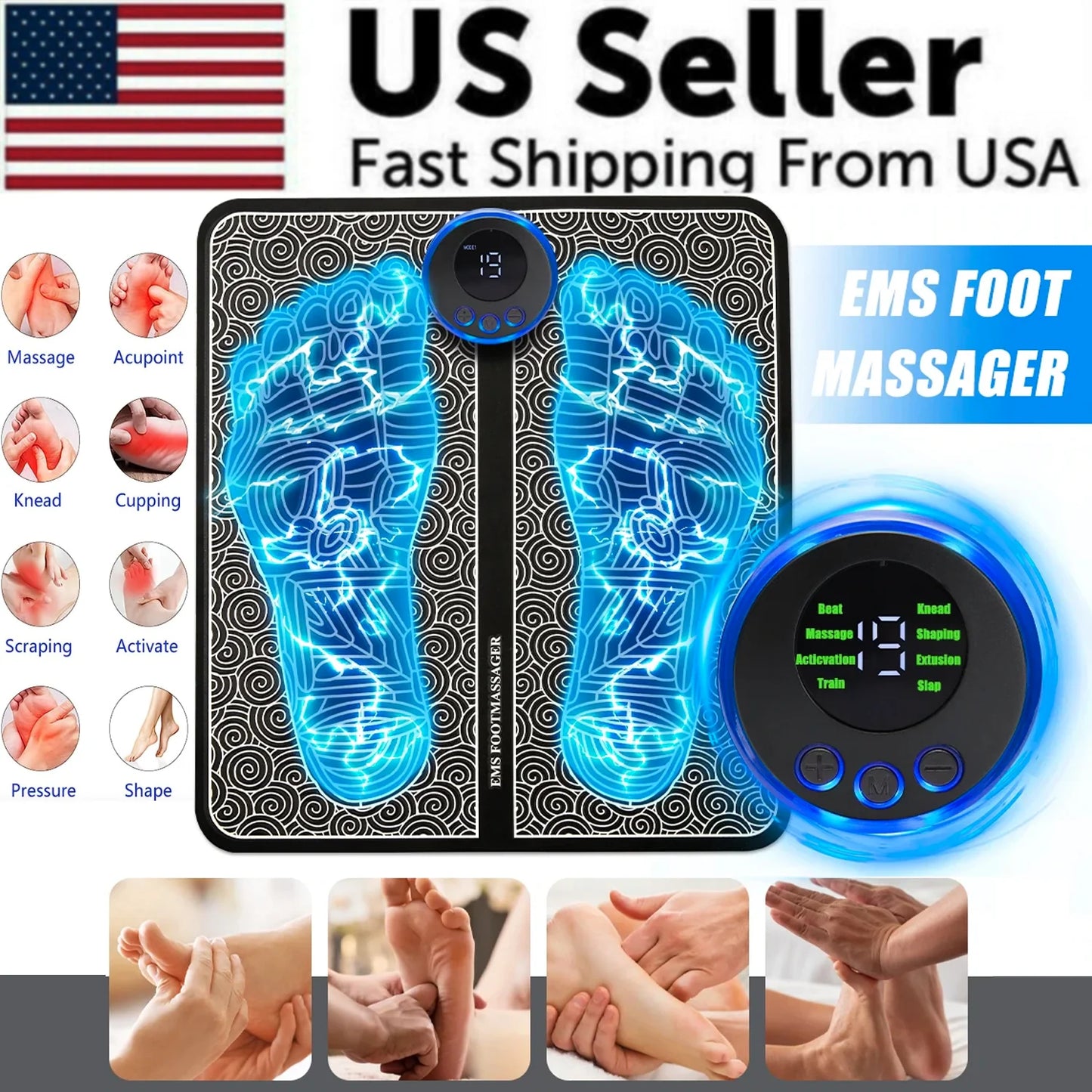EMS Foot Massager - Electric Deep Tissue Kneading Machine for Leg and Muscle Pain Relief | Advanced Reshaping Technology | Relaxation & Recovery Device